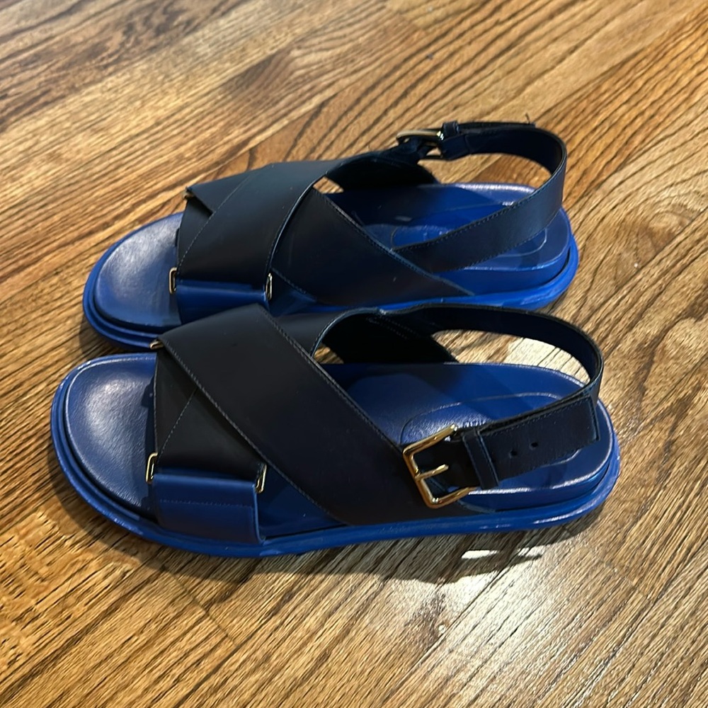 Marni Fussbett Blue Crossover Sandals/Slides size 39